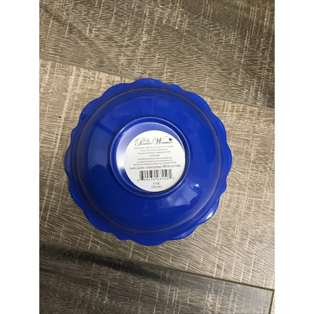 Pioneer Woman‎ Melamine Dip Bowls Cobalt Country Splatter Pattern Set of 6 NEW
